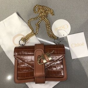 Chloe Aby Padlock Shoulder Bag Chestnut Brown Bag
